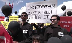 Ek atama isteyen öğretmenlerden "tabutlu" protesto