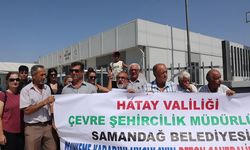 Samandağ’da mahkeme kararına rağmen faal olan beton santrali Çevre ve Şehircilik İl Müdürlüğü önünde protesto edildi