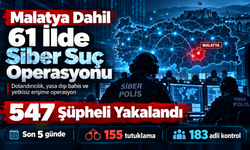 Malatya Dahil 61 İlde Siber Suç Operasyonu: 547 Şüpheli Yakalandı