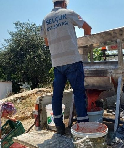 Efes Selçuk’ta Kış Hazırlığı Kolaylaşıyor: Salça Makinesi Vatandaşın Hizmetinde!