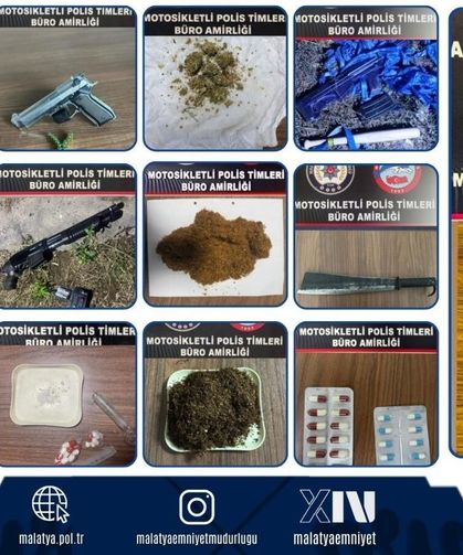 Malatya’da Motosikletli Polis Timlerinden Huzur Operasyonu: Çok Sayıda Silah ve Uyuşturucu Ele Geçirildi