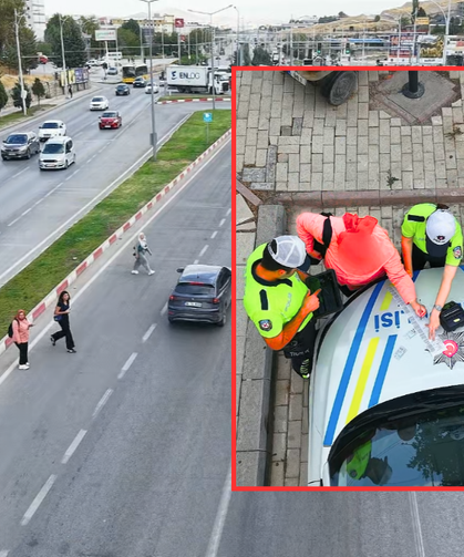 Malatya'da Yaya Geçitlerinde Havadan ve Karadan Trafik Denetimi