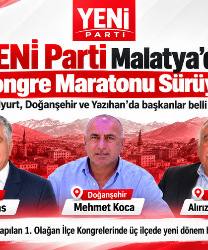 YENİ Parti Malatya’da Kongre Maratonu: Üç İlçede Başkanlar Belli Oldu
