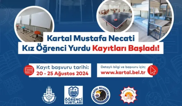 Kartal Belediyesi Mustafa Necati Yükseköğrenim Kız Öğrenci Yurdu’na kayıtlar başladı 