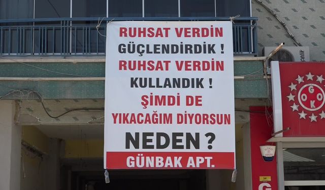 Malatya'da Günbak Apartmanı sakinlerinden rezerv alana pankartlı protesto