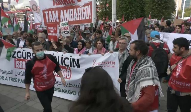 Taksim’den Dolmabahçe’ye yürüyüş: “Özgür Filistin için İsrail’e tam ambargo”