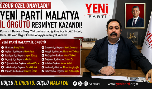 YENİ Parti Malatya İl ve İlçe listeleri Resmiyet Kazandı: İşte Tam Liste