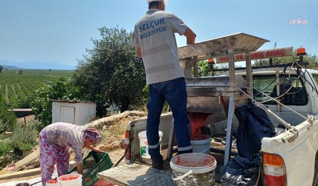 Efes Selçuk’ta Kış Hazırlığı Kolaylaşıyor: Salça Makinesi Vatandaşın Hizmetinde!