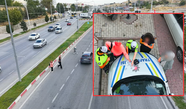 Malatya'da Yaya Geçitlerinde Havadan ve Karadan Trafik Denetimi