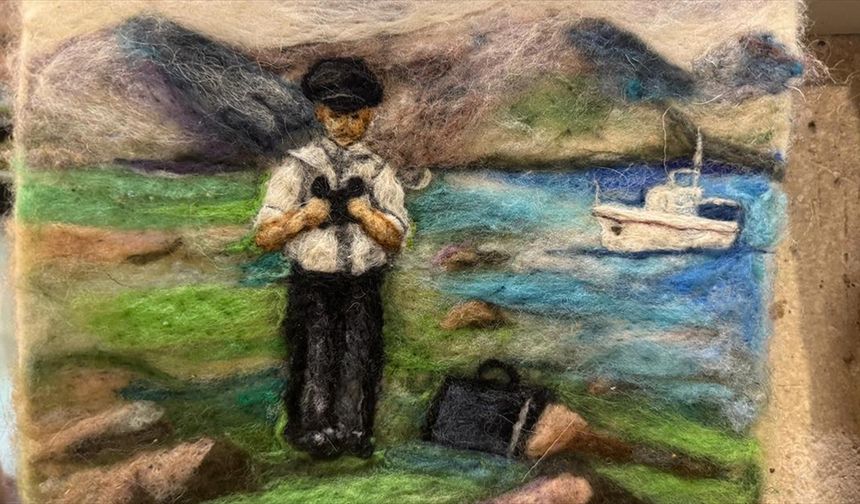 Cengiz Aytmatov'un romanlarındaki sahneler keçeyle sanat eserine dönüşüyor