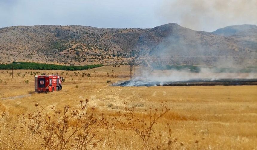 Yeşilyurt'taki Tarımsal AR-GE Sahasında Anız Yangını: 40 Dönümlük Alan Etkilendi