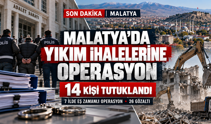 Malatya'da yıkım ihalelerine rüşvet operasyonu: 3'ü kamu görevlisi 14 kişi tutuklandı