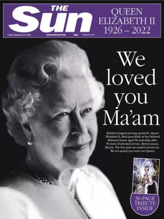 <p>The Sun gazetesi manşetinde "Sizi sevdik hanımefendi" başlığını kullandı. Gazetenin birinci sayfasında "Sun gazetesi ve okurlarımız olarak sizi çok sevdik. Kraliçemiz olduğunuz için gururluyuz" ifadelerine yer verildi.</p>
</p>