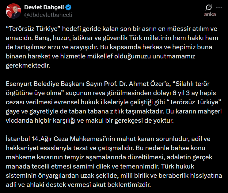Dedlet Bahçeli Açıklama