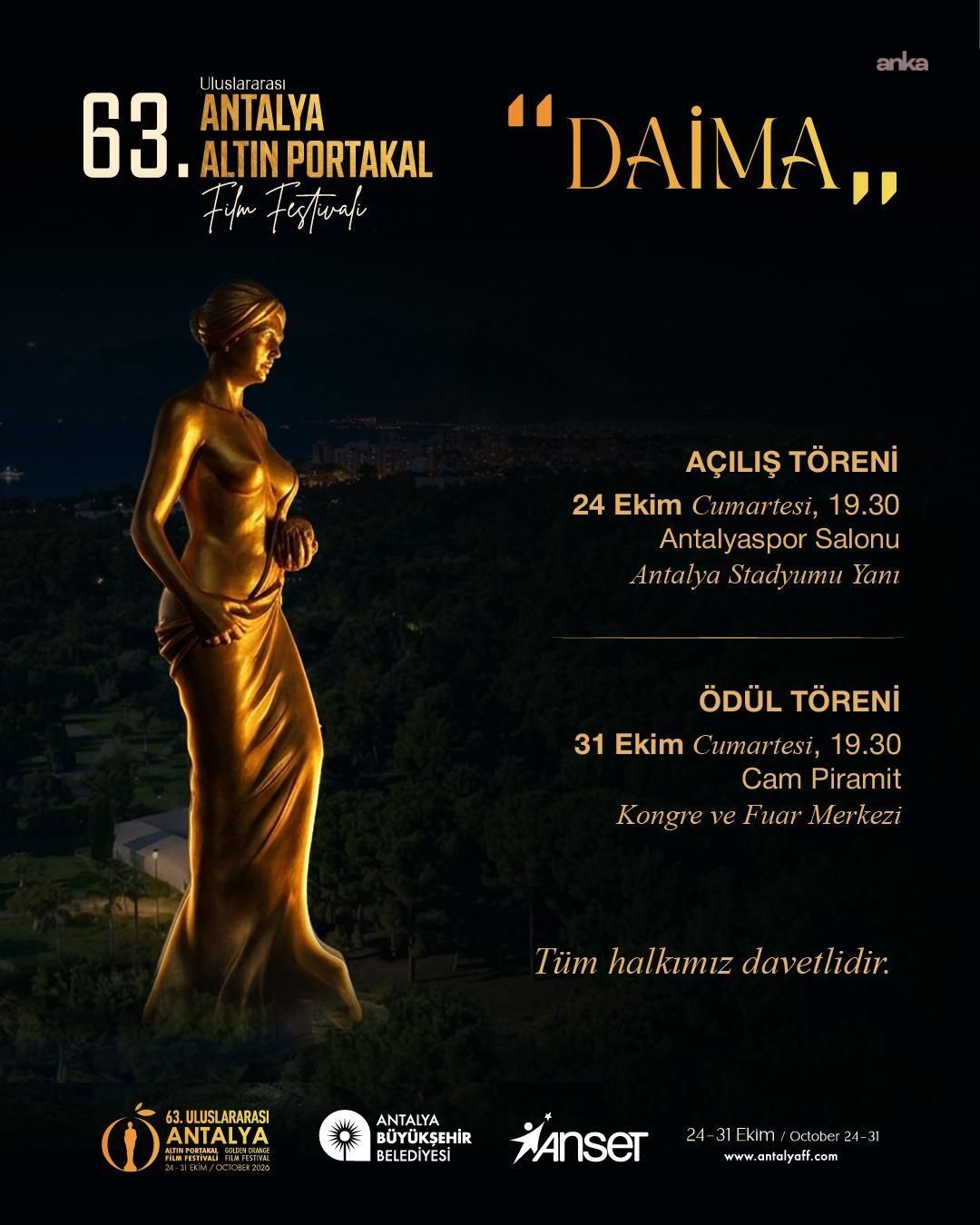 63. Antalya Altın Portakal Film Festivali Başlıyor: Pınar Altuğ ve Emre Kınay Sunacak