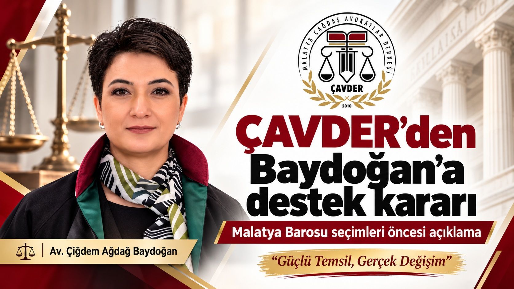 Malatya Çağdaş Avukatlar Derneği’nden Çiğdem Ağdağ Baydoğan’a destek kararı